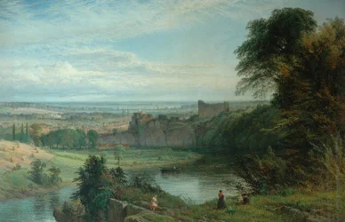 Landschap met kasteel en rivier en Chepstow Castle, 1862